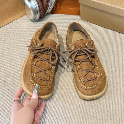 Женские туфли на толстой подошве, закрывающие всю стопу, 2025 новинка, модные, универсальные туфли-кенгуру на одной педали, износостойкие туфли на полуподошве из говяжьей кожи