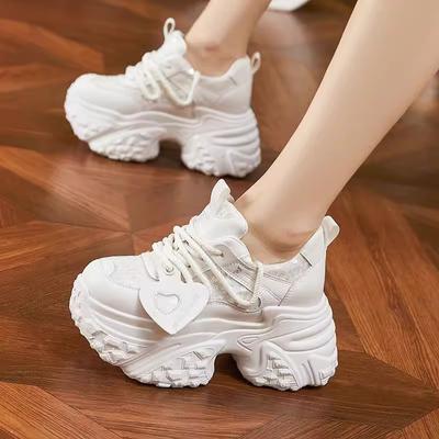 Женские кроссовки «папины кроссовки» 2025 весна новая мода универсальная платформа сетка спортивная повседневная обувь супер платформа увеличивающая рост женская обувь