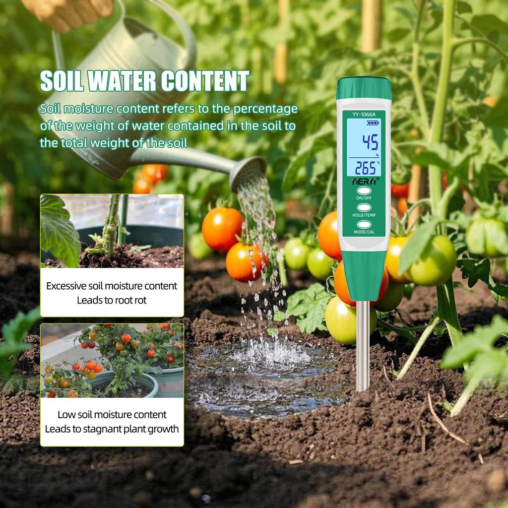 YY-1066A Soil Ec and Water Content Meter High Accuracy for Plant Testing, Gardening, Agriculture, Ph and Moisture Sensor