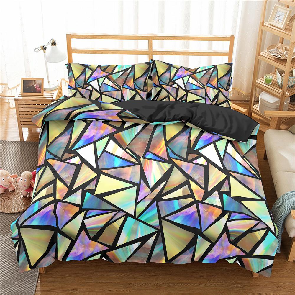 Пододеяльник King Queen из строительных блоков, красочный кирпичный постельный комплект для детей, подростков, взрослых, мультяшный, 2/3 предмета, полиэстер