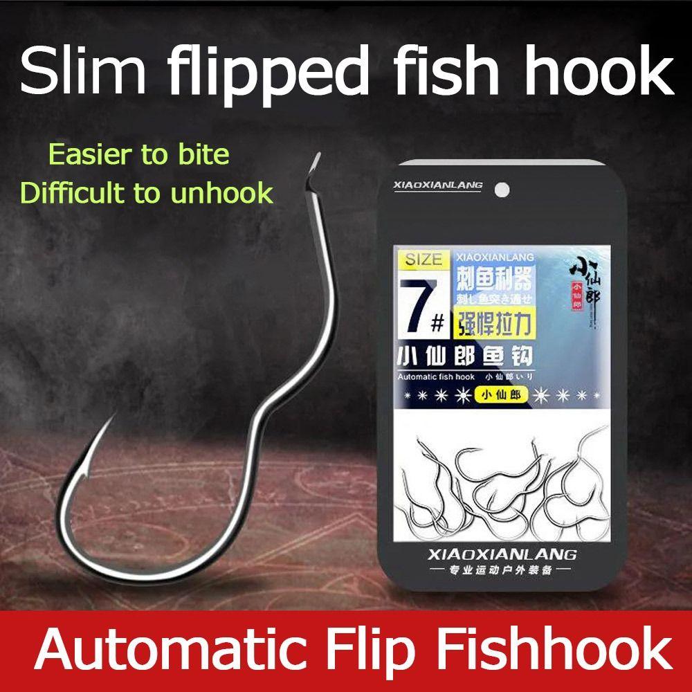 12Pcs/Pack High Carbon Steel Fishing Hook Sharp Barbed Automatic Flip Fishhook for Carp Fishing Tackles Accessories