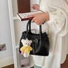 Color matching handbag with bear pendant messenger bag