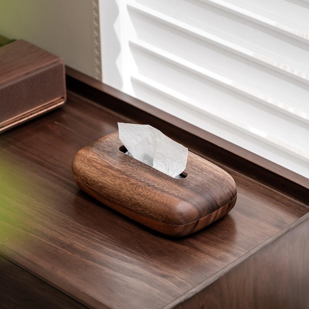 Rectangular Tissue Dispenser Vintage Tissue Paper Holder Modern Walnut Tissue Box Bed Room