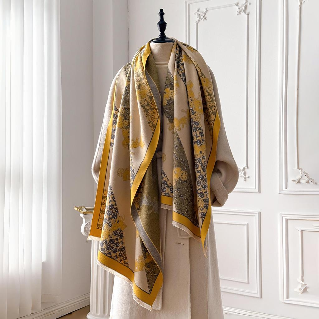 New Luxury Design Winter Two-Sided Cashmere Jacquard Scarves High Quality Women Thicken Wrap Shawl Ladies Wool Pashmina Scarf