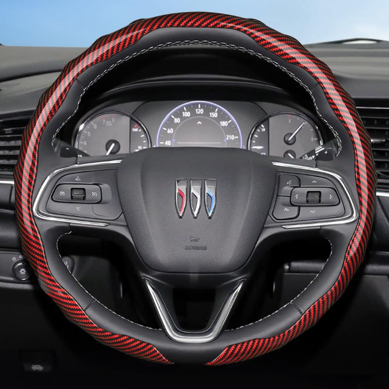 Подходит для Buick Чехол на руль с текстурой под карбон, защелкивающийся, волнообразной формы, спортивный дизайн, прочный защитный чехол, Encore Gx Envista Envision