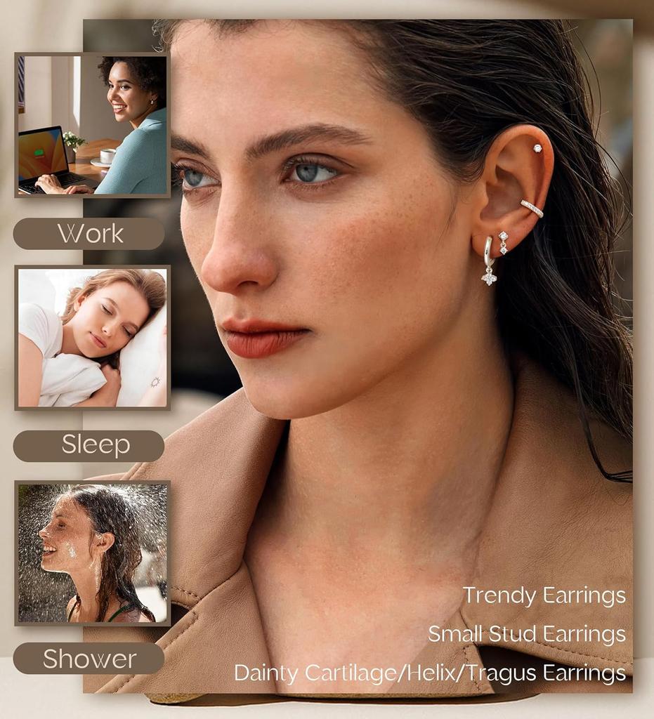 Серьги Bobisty 1 шт. для чувствительных ушей, серьги из хирургической нержавеющей стали для женщин, изящные серьги-гвоздики с плоской застежкой для хряща уха.