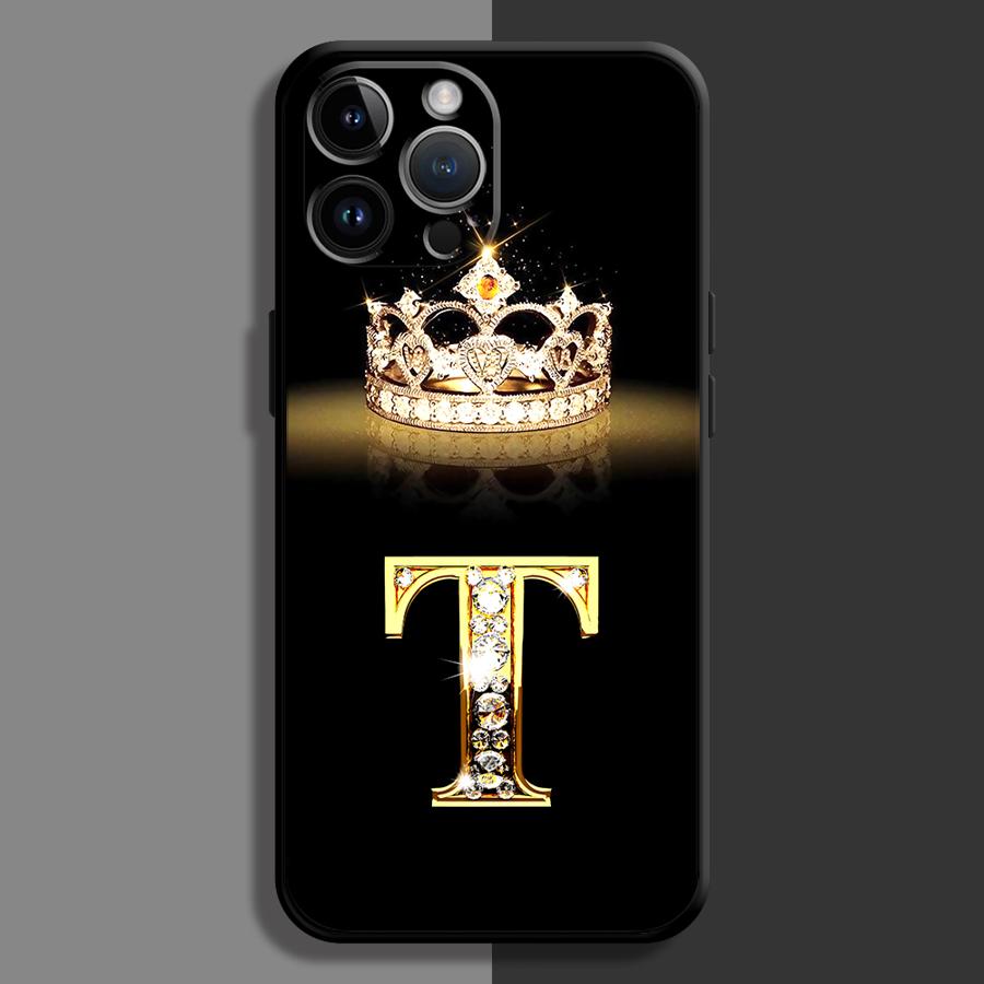 Чехол для телефона Diamond Crown Letter Capa для iPhone 16 15 14 13 12 11 Plus 16 15 14 13 12 11 Pro Max 13 12 Mini XS Max 7 8 16e