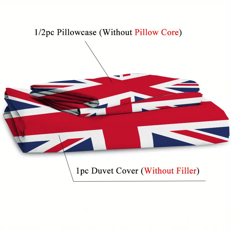 Комплект пододеяльника с национальным флагом, 3D-печать, креативные красочные комплекты постельного белья с флагом Великобритании для подростков и взрослых, полиэстер, мягкие комплекты пододеяльников