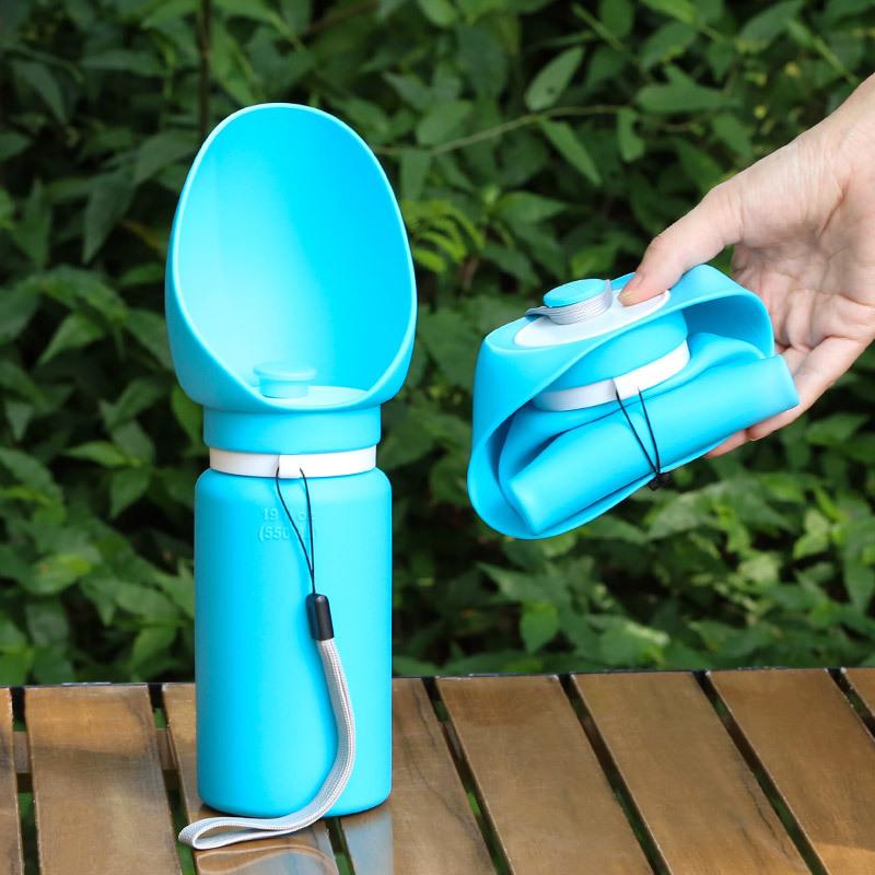 Foldable Dog Water Bottle Portable Travel Cup Leak Proof Silicone Pet Dispenser for Walking Hiking Camping Outdoor Use