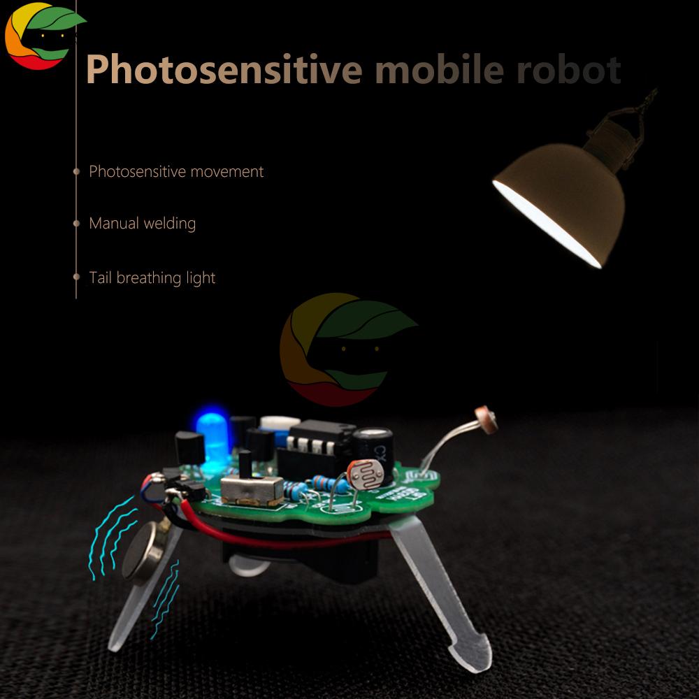 Photosensitive Mobile Robot Kit Firefly DIY Bulk Tail Breathing Light Fun Electronic Education Training LED Electronic Kit
