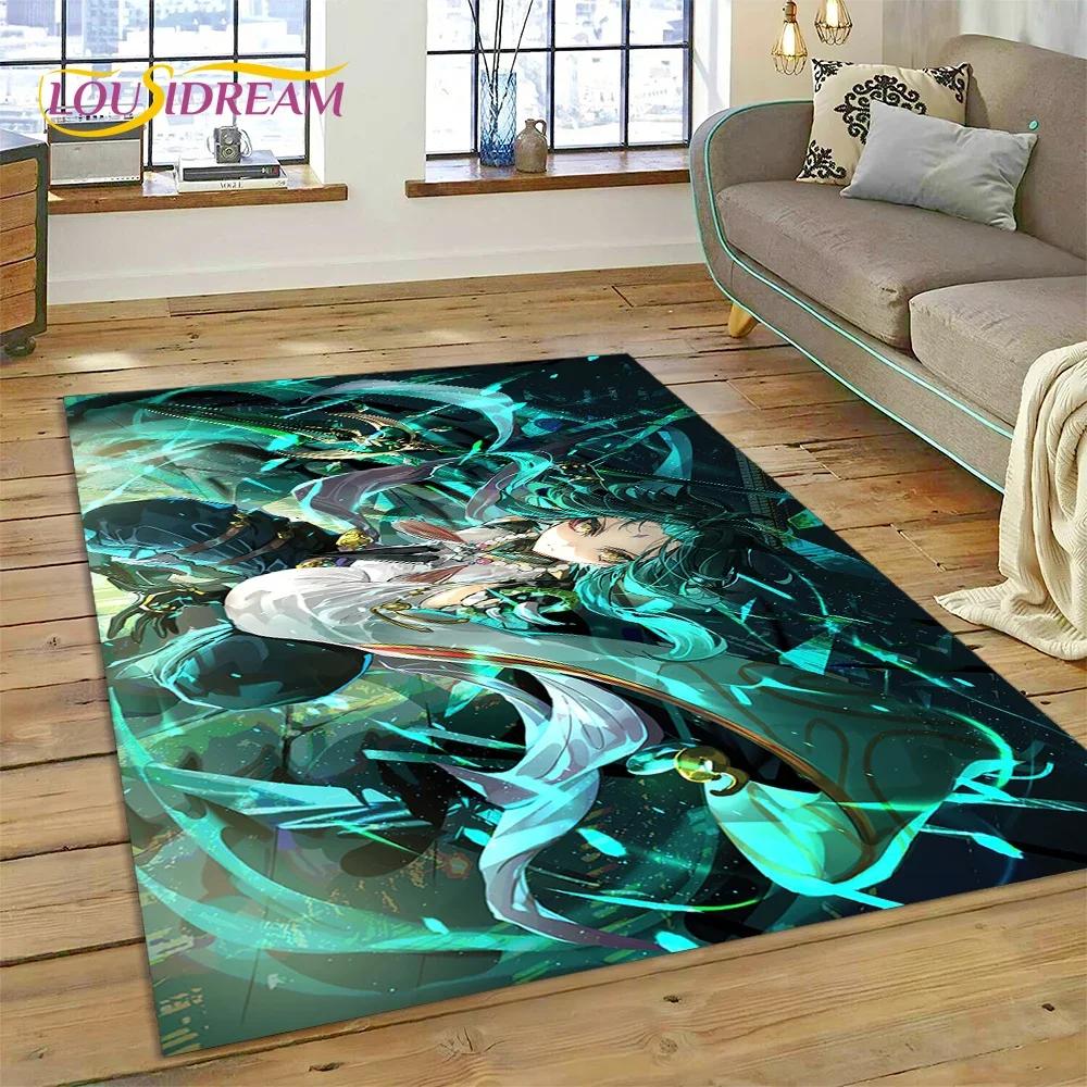 Latest Genshin Impact Cartoon Game Carpet Rug for Bedroom Living Room Home Sofa Decoration,Children Game Large Decor Floor Mat