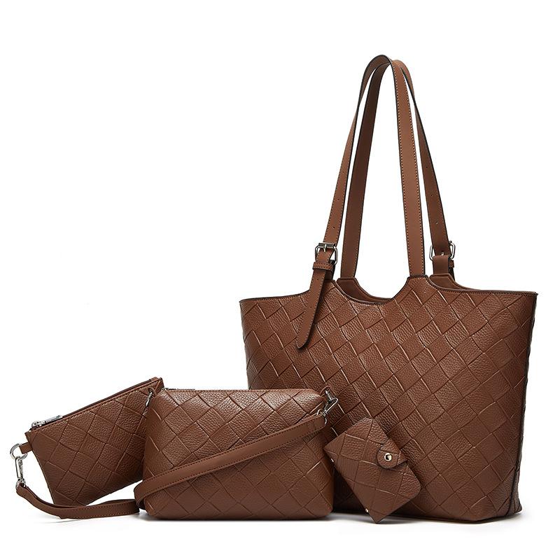 Women's Tote Bag Set 3 Piece Korean Style 2026 Trendy Large Capacity PU Leather Handbag with Coin Purse