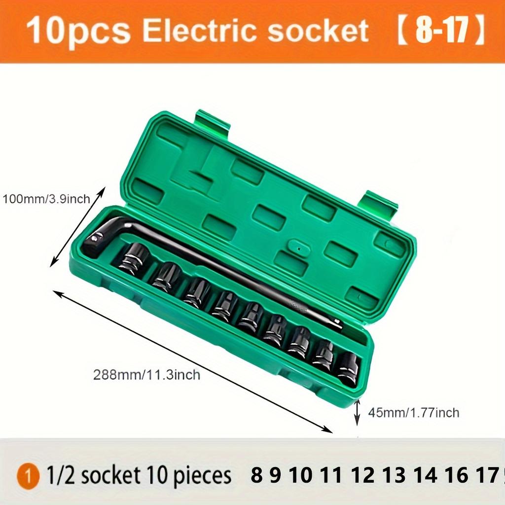 10pcs 8-17mm/8-24mm Electric Socket Tool Impact Wrench Adapter Tool Socket,For Repair Garage Tools Fit Wrench Adapter