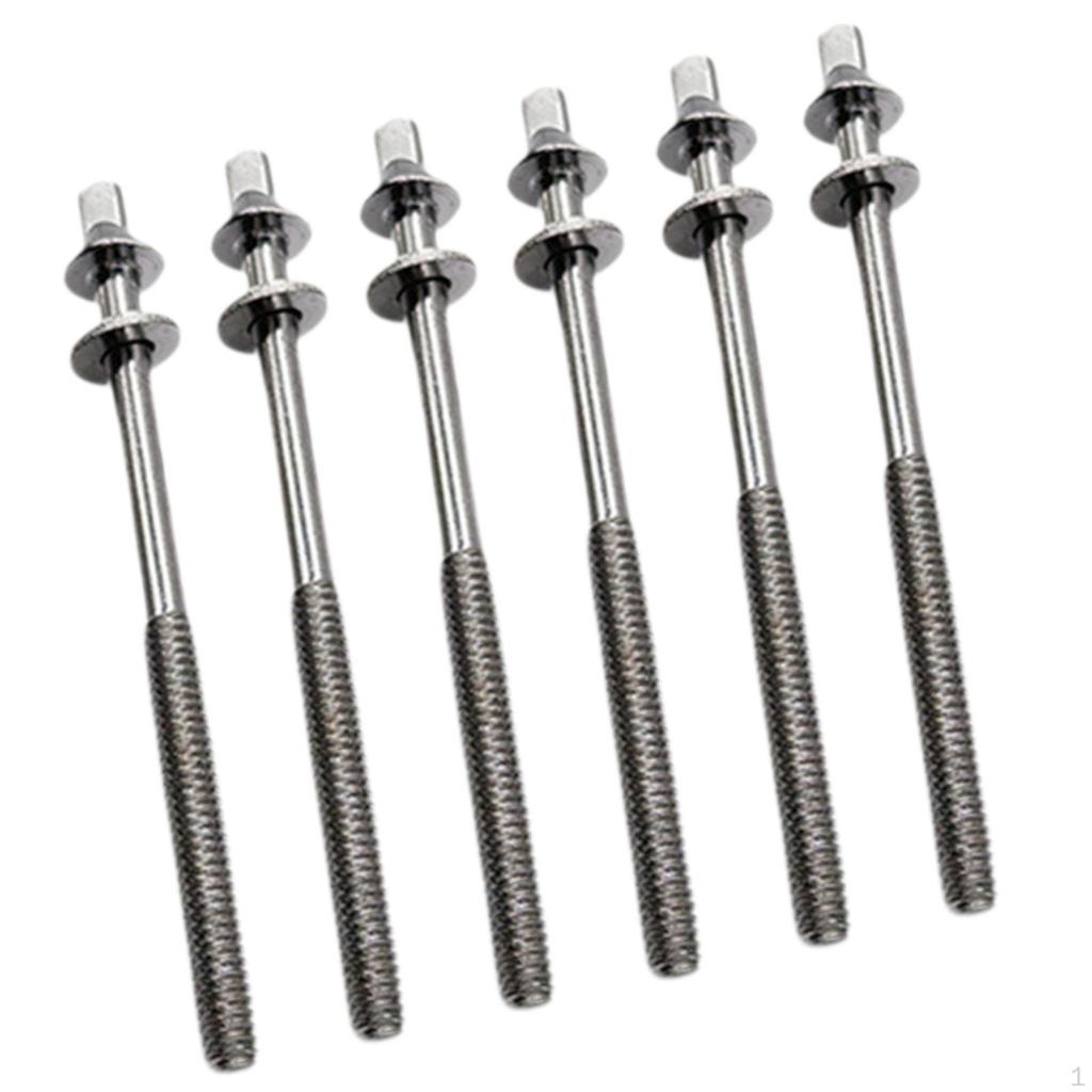 6 Pieces Drum Tension Rods Lug Bolts Screws for Percussion