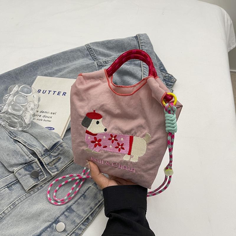 Stylish Dachshund Embroidered Nylon Crossbody Bag for Women - Autumn/Winter 2024 Collection