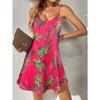 Plant Print V Neck Cami Dress, Vacation Sleeveless Spaghetti Strap Dress For Spring & Summer, Women's Clothing