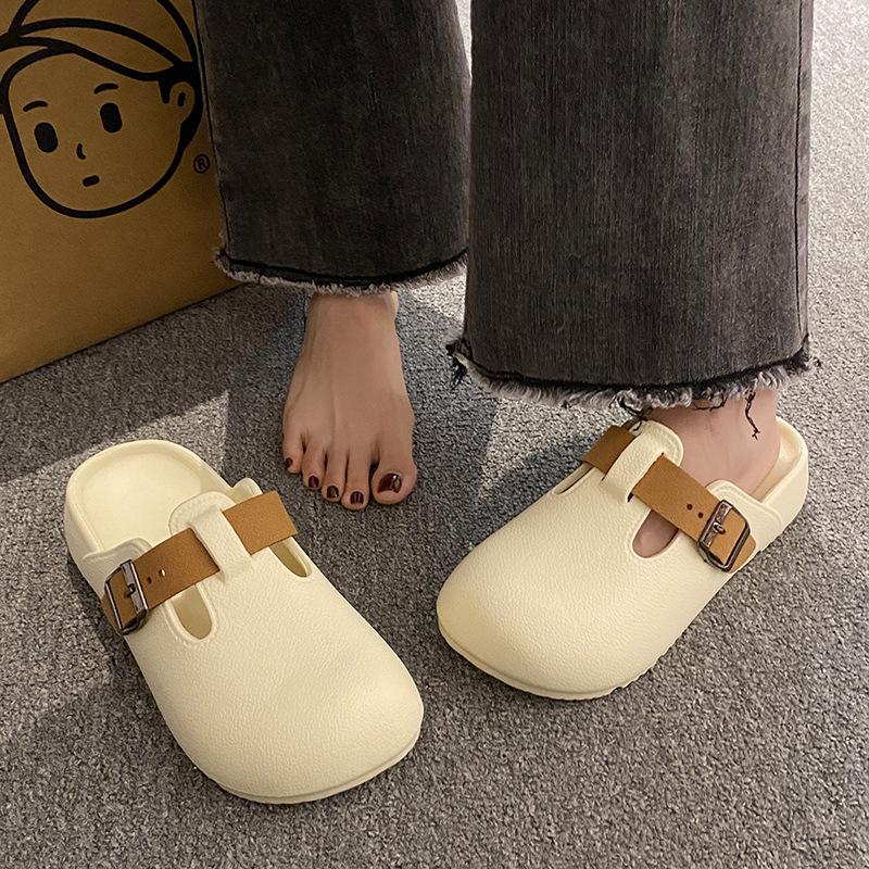 Bebealy Классические женские клоги-шлепанцы Женская садовая обувь EVA Легкие пляжные сандалии с двойной пряжкой Шлепанцы для бассейна Обувь для душа