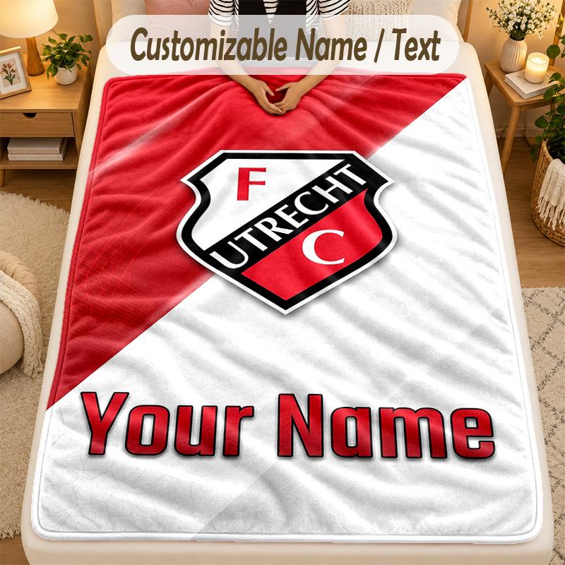 Flannel BlanketFC Utrecht Custom Name Text Personalized Soft Warm Throw Blanket Home Decor Gift
