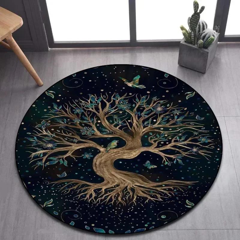 Viking Valknut Yggdrasil Tree of Life круглый ковер, ковер для гостиной, спальни, дивана, декор игровой комнаты, нескользящий напольный коврик