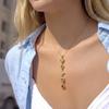 Stainless Steel Colorful Rhinestone Long Pendant Necklace for Women Zircon Eye Sun Moon Water Drop Choker Party Wedding Jewelry