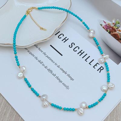 Новое chinoiserie ретро натуральный бирюзовый колье пресноводный жемчуг бусины xiaomi цепочка на ключицу