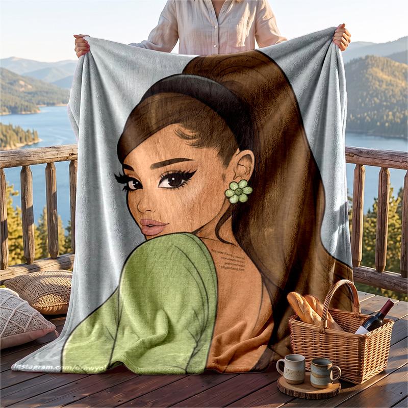 Warm Flannel Throw Blanket,Ariana Grande Lightweight Cozy Blanket For Bed Sofa And Daily Use