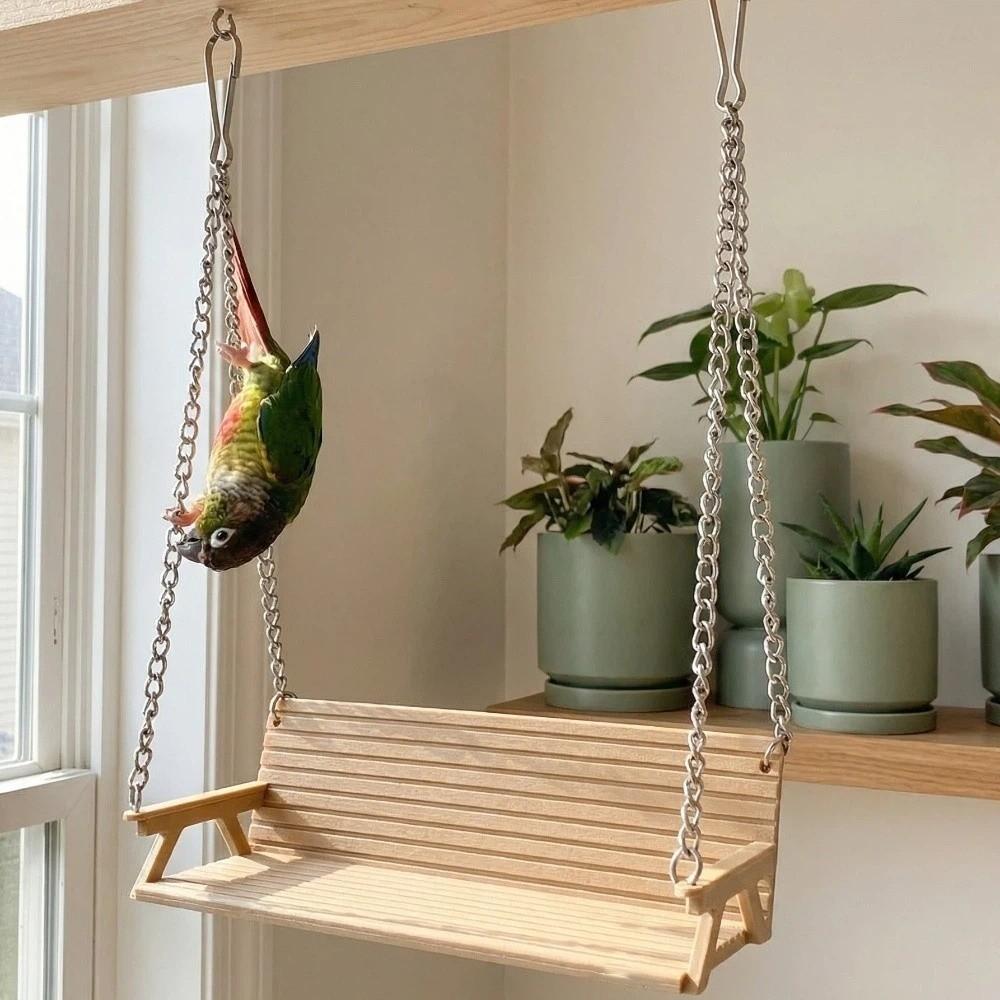Creative Interactive Bird Toy with Chain Parrot Swing Toy Parrot Hanging Bed Bird Play
