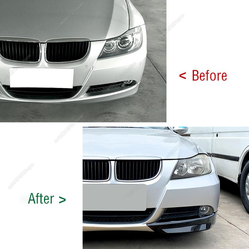 Car Front Bumper Lip Splitter Diffuser Body Kit Spoiler For BMW 3 Series 318i 320i 330i E90 E91 Pre-facelift 2005-2008 ABS Black