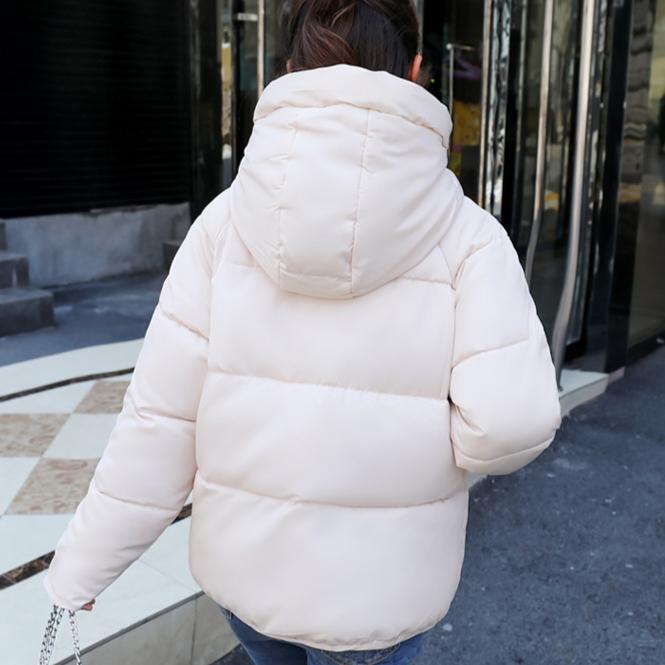 Women Thick Outerwear Solid Hooded Coats Winter Jackets Short Female Cotton Padded Bread Jacket Coat Stand Collar Overcoat
