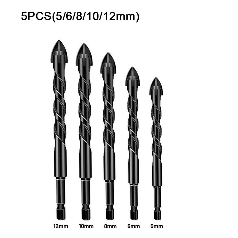 6/5/7 шт. Набор сверл по плитке с крестообразным шестигранником, твердосплавные треугольные сверла по фарфору, камню, стеклу, керамике, бетону, открывалка для отверстий в стене