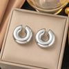 Wide C-shaped Ear Cuff Earrings, No Piercing, Gold & Silver, Smooth Finish,
