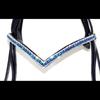 Dressage Bridle With Blue Crystal Brow-band ,Patent Nose-band With Flash For Horse