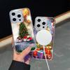Ae105 Happy New Year art Christmas Magsafe Прозрачные чехлы для Samsung S23 S24 Ultra S21 FE iPhone 16 Pro Max XR Магнитная беспроводная зарядка Задняя крышка