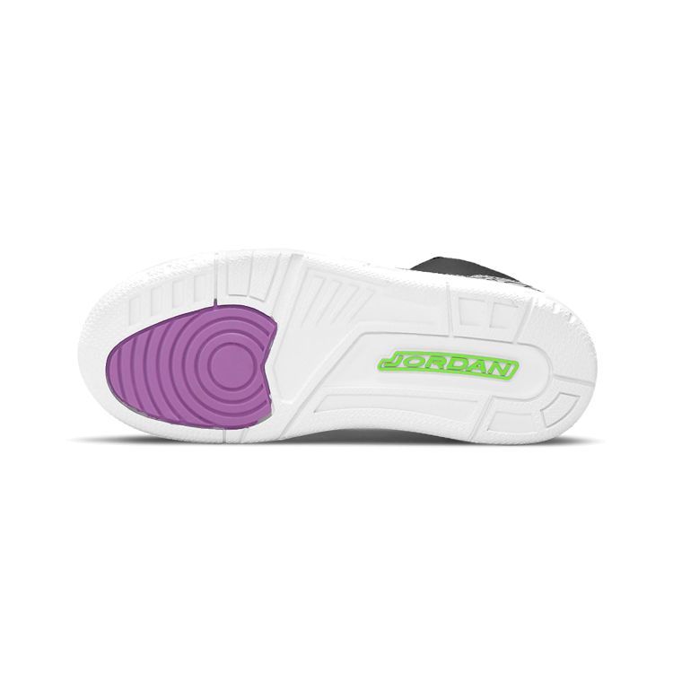 Детские кроссовки Air Jordan 3 Retro PS Electric Green, черно-бело-фиолетовые DA2306-003