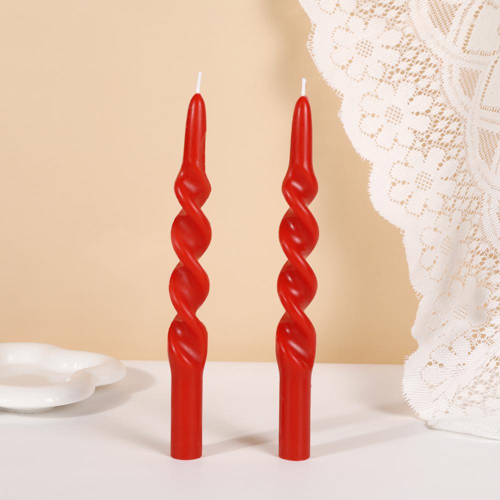 10-дюймовая Классическая Цветная Резьбовая Длинная Свеча Домашняя Креативная Без запаха Витая Восковая