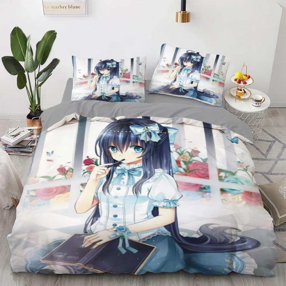 Комплект постельного белья Anime kawaii Япония Аниме loli Пододеяльник Детская спальня Мультфильм 3D Печатный пододеяльник Подарок в спальню