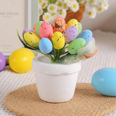 Пасхальное яйцо бонсай искусственное растение в горшке яркие красочные пенопластовые яйца орнамент для праздничного украшения