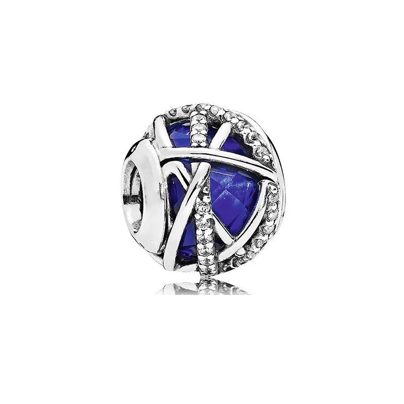 Новые серебряные бусины-шармы 925 пробы «Космическая глубокая синяя звезда и луна» для браслетов DIY, изготовления украшений, аксессуары из бутика