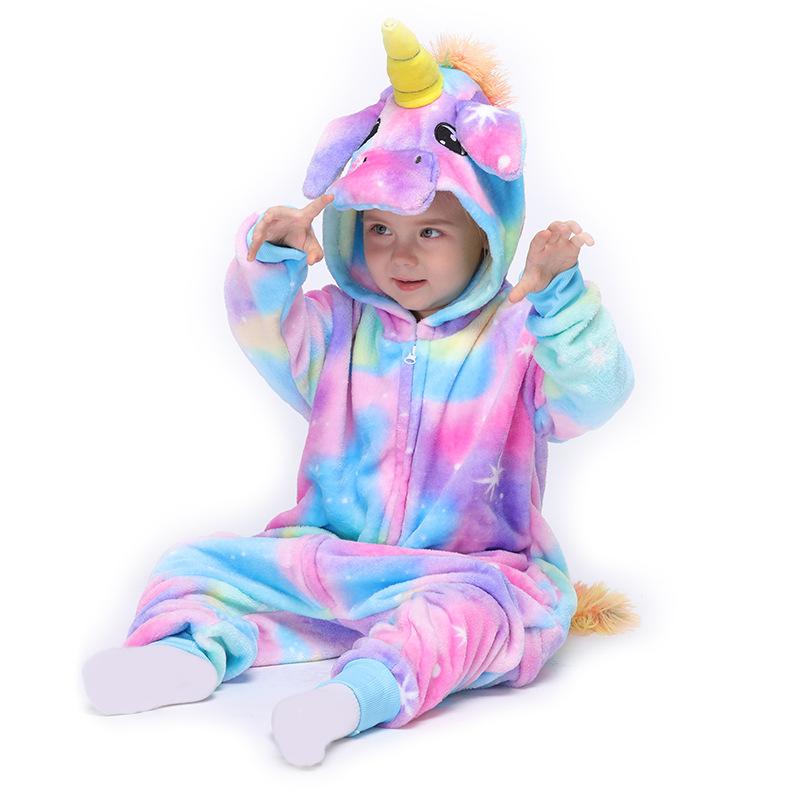 Kids Boys Girls Unicorn Pajamas Sleepwear Nightwear Animal Cosplay Funcy Costume with Gloves and Slipper