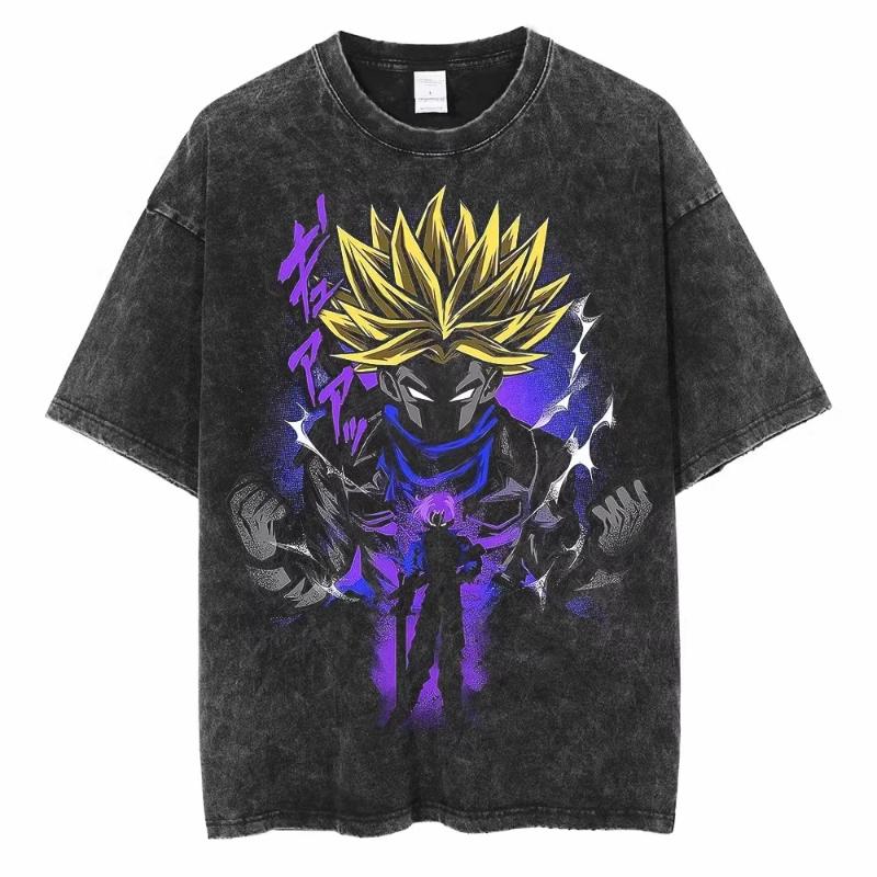 Dragon Ball Anime Washed TShirt Vintage Goku Vegeta Cotton Short Sleeve Fit Men Women Casual Wear New Tops