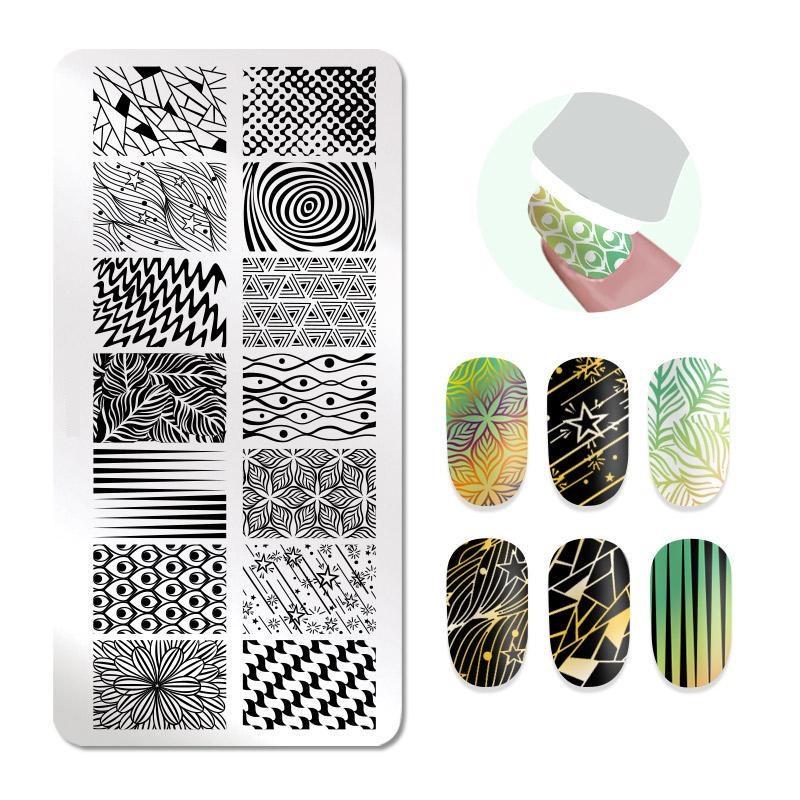 Штамповочные пластины для дизайна ногтей, листья, цветы, трафареты из нержавеющей стали, инструменты для штамповки изображений для ногтей, маникюрные инструменты