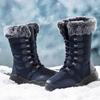 Зимние сапоги, высокие сапоги, простые хлопковые ботинки, женские водонепроницаемые и теплые женские ботинки большого размера