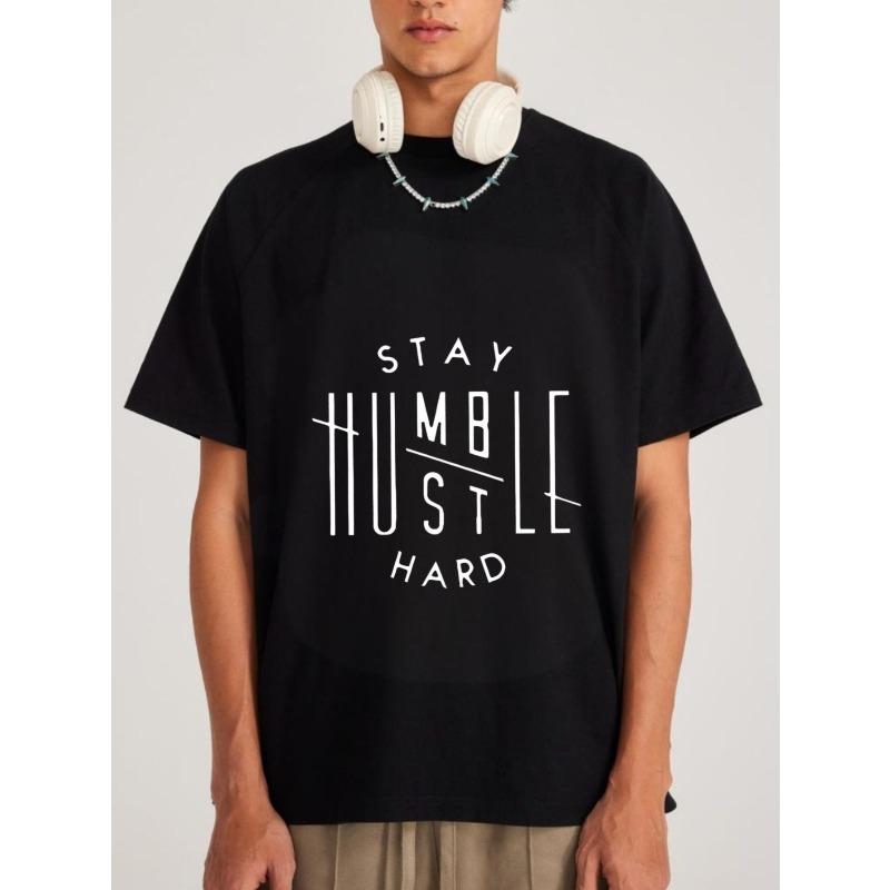 Белая футболка с принтом Stay Humble Hustle Hard для повседневной носки