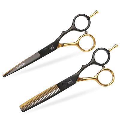 5,5-дюймовые ножницы для волос, профессиональные черные и золотые парикмахерские ножницы, набор филировочных парикмахерских ножниц