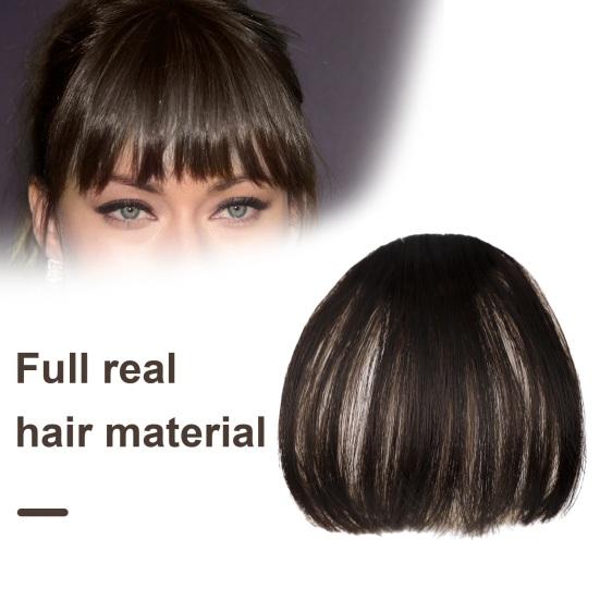 Bangs Wing Clip Hair Extension Soft Natural Straight Anti-slip Reusable Dark Brown Wispy Bangs Fringe Women Dress-up Hairpieces