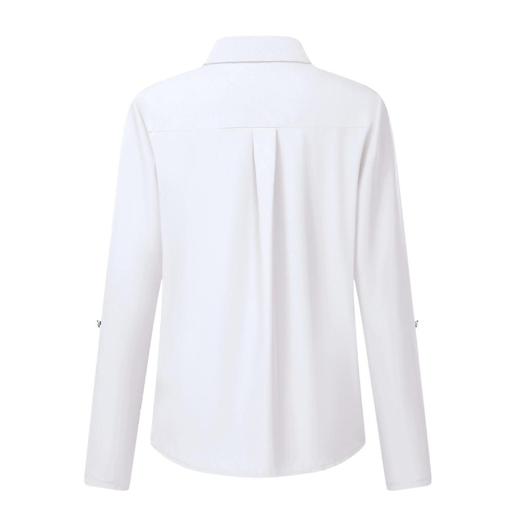 2023 Осень/Зима Женская однотонная однобортная рубашка с длинным рукавом