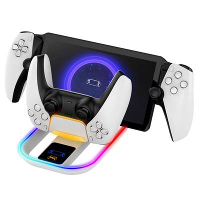 Двухпортовая зарядная станция Type-C Решение для зарядки PS5 Portal/Контроллера PS5 Держатель Основание с 14 RGB-подсветками