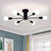 6 Lights Modern Chandelier Ceiling Light Black Industrial Semi Flush Mount Celing Light Fixture for Bedroom Dining Room