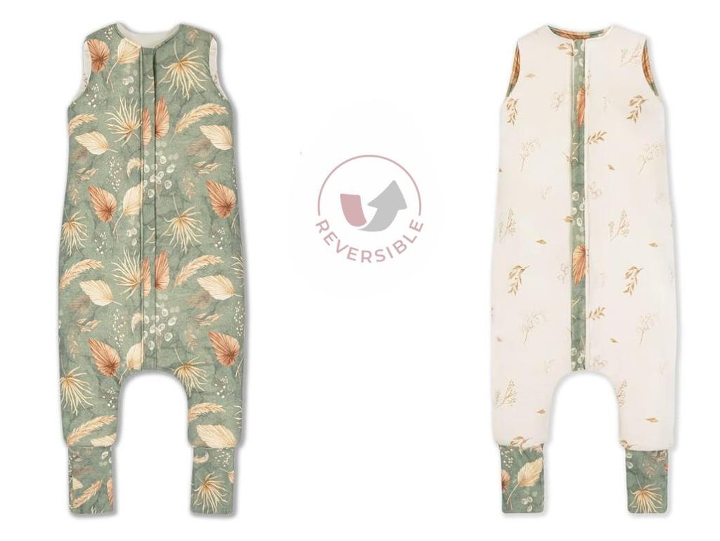 Двусторонний спальный мешок с ножками M (3-5 лет) Богемский зеленый/Богемский ботанический