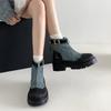 Trend Fashion Denim Thick Heel Platform Martin Boots Women's 2025 New Summer British Style Heightening Versatile Short Boots